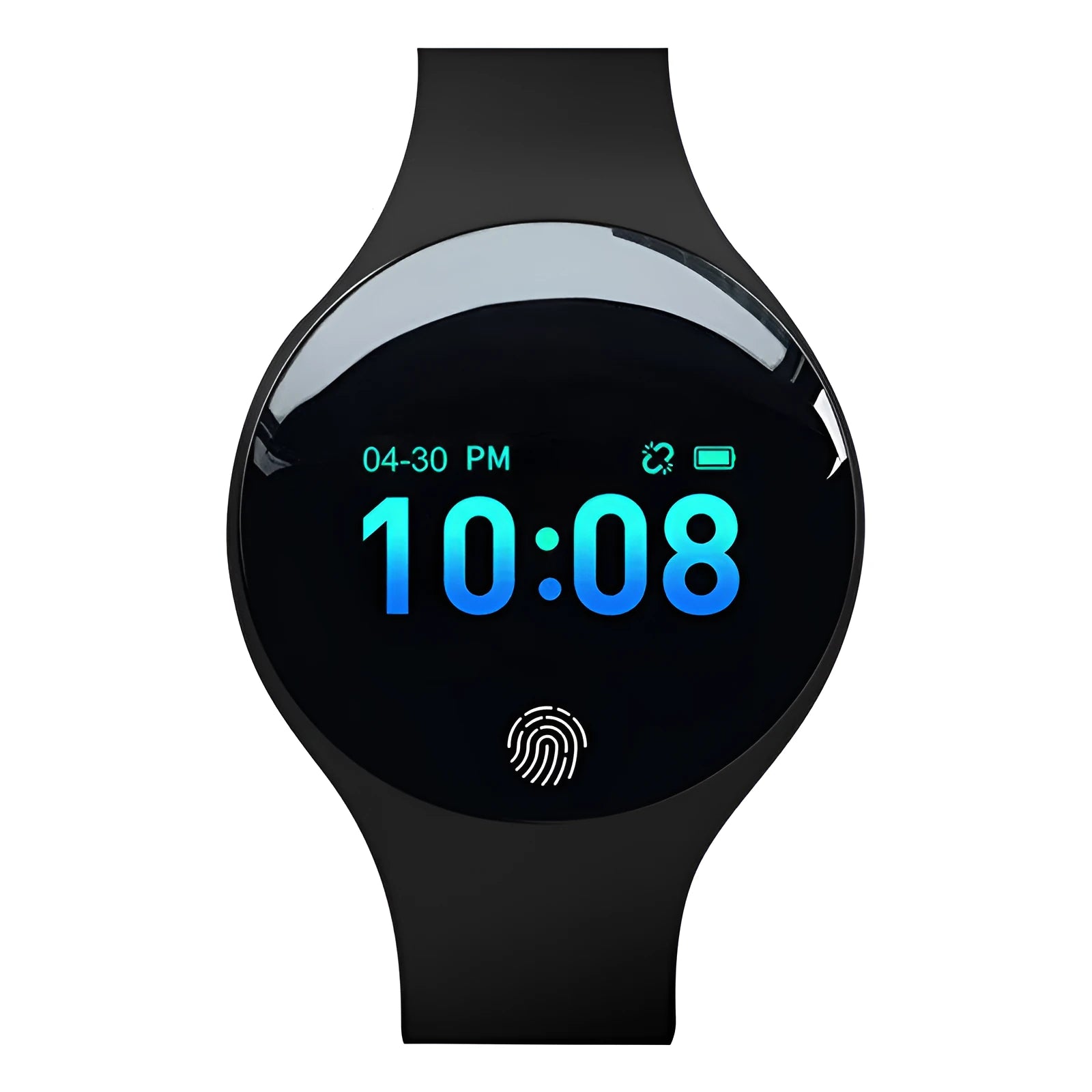 Smart watch with Bluetooth connectivity, vibrating alarm, pedometer, and 0.66-inch screen display