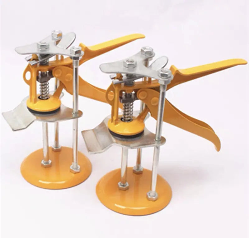 Tile raising positioner tool for concrete processing with adjustable height feature