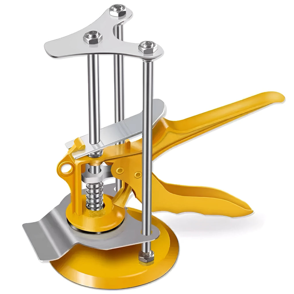 Tile raising positioner tool for concrete processing with adjustable height feature
