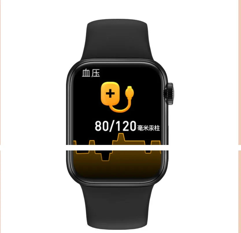 M16Plus smart watch in silver with 1.8-inch screen and zinc alloy case on a wrist strap.