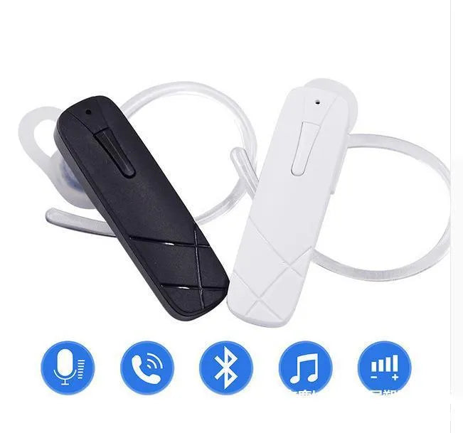 Mini wireless Bluetooth headphones in black or white with earplug design