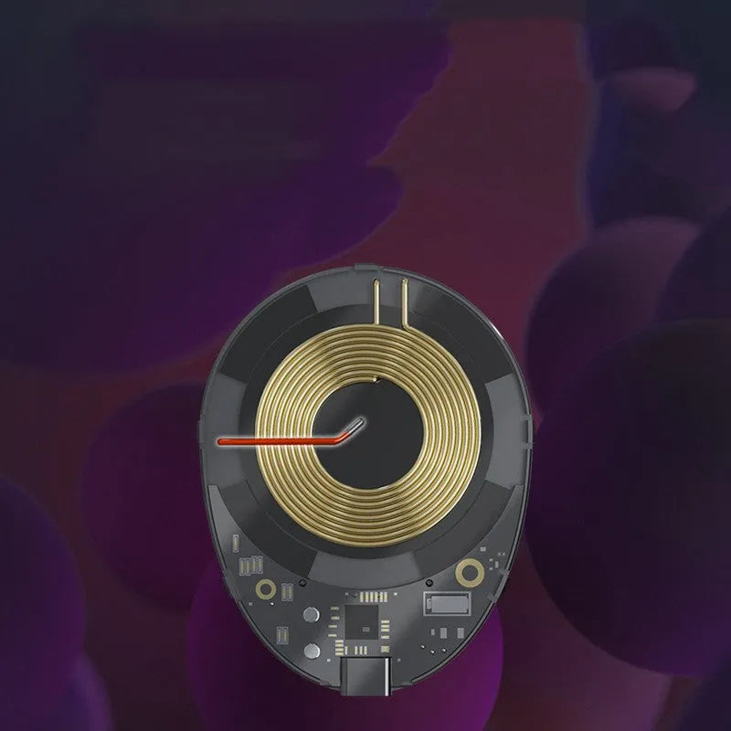 Black magnetic wireless charger with Type-C connection port