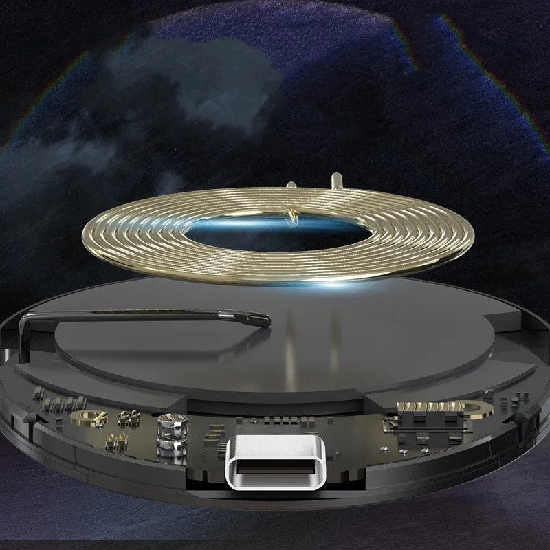 Black magnetic wireless charger with Type-C connection port