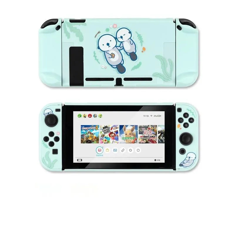 Sea Otter silicone protective case for Nintendo Switch Lite controller with toughened membrane