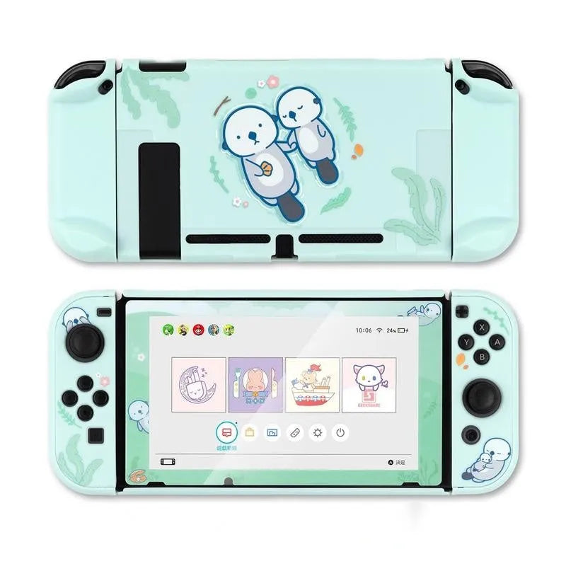 Sea Otter silicone protective case for Nintendo Switch Lite controller with toughened membrane