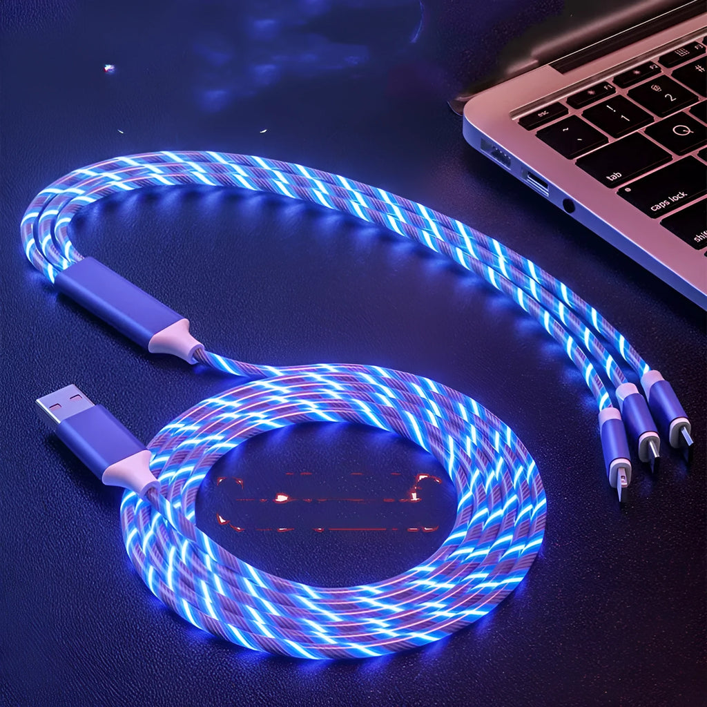 USB-A to triple Micro-USB streamer cable in colourful design, 1.25m long