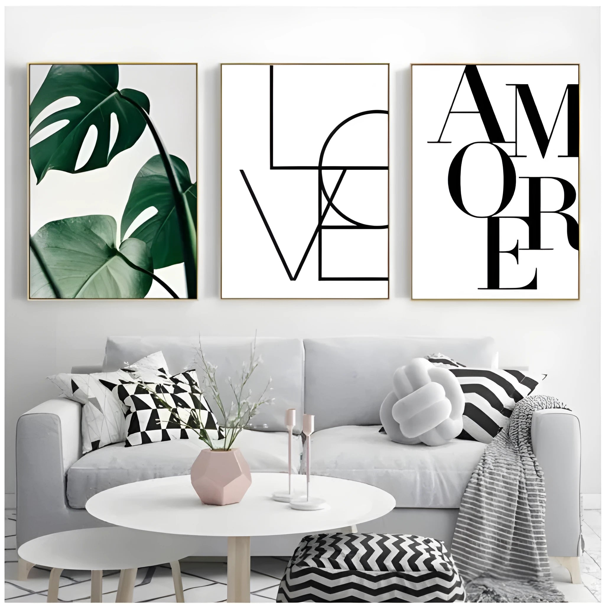 Love Amore frameless canvas wall art with geometric abstraction pattern in rectangular format