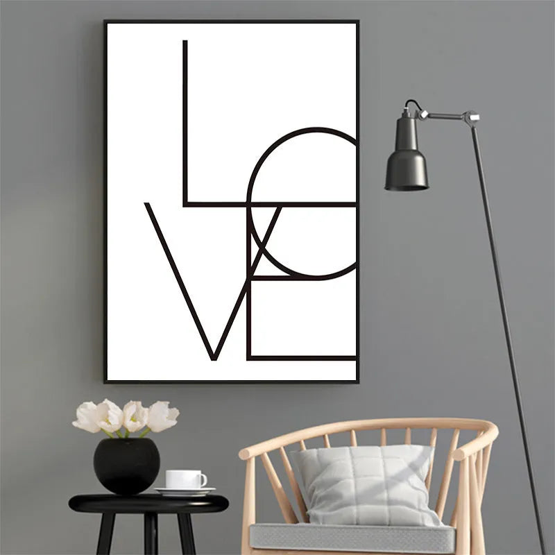 Love Amore frameless canvas wall art with geometric abstraction pattern in rectangular format