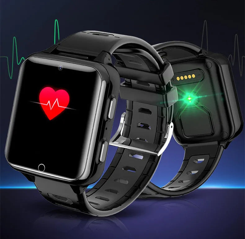 Black children's smart watch with silicone sports strap and 1.54-inch touchscreen on wrist