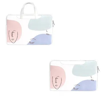 Blue PU leather laptop bag for 15.6 inch notebooks with soft handle and zipper opening