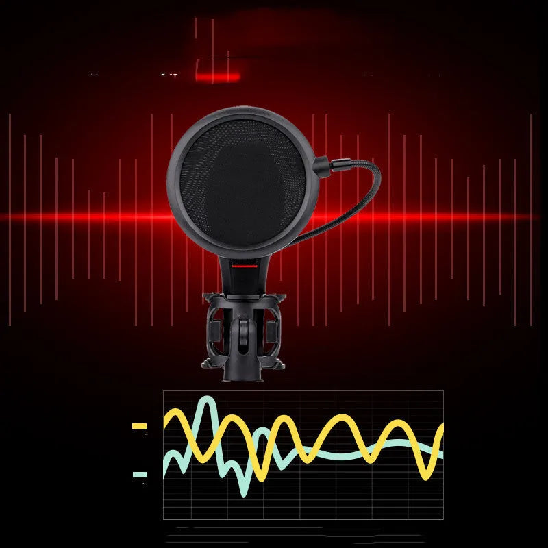 Black USB wired condenser microphone for PC streaming and recording