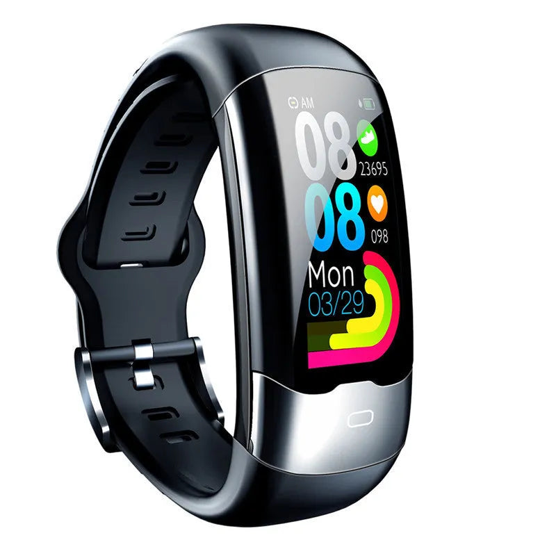 Smart bracelet with heart rate and blood pressure monitoring, 30 metre waterproof, available in black, blue, or red