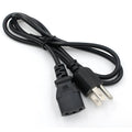 Black American standard three-pin plug power cord showing 1.2m length of PVC-sheathed cable.