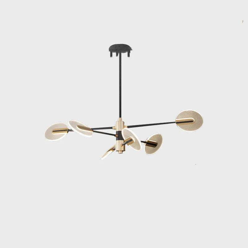 Nordic style iron frame LED chandelier with acrylic shades in a multi-head pendant lamp design.
