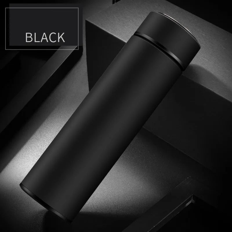 450ml stainless steel vacuum insulated water bottle in choice of colours including black, blue, red, and gold.