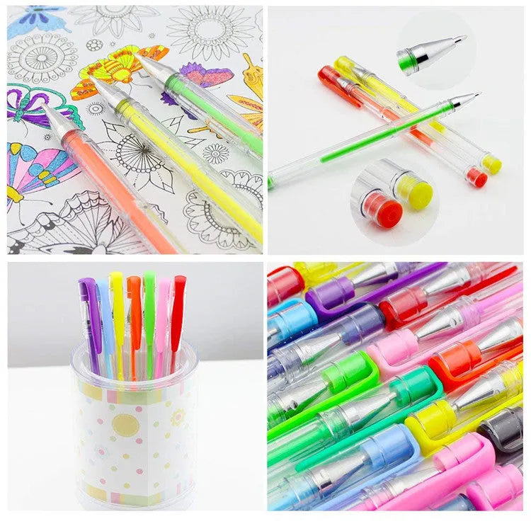 100 gel pens with watercolour ink and highlighter function in plastic barrels