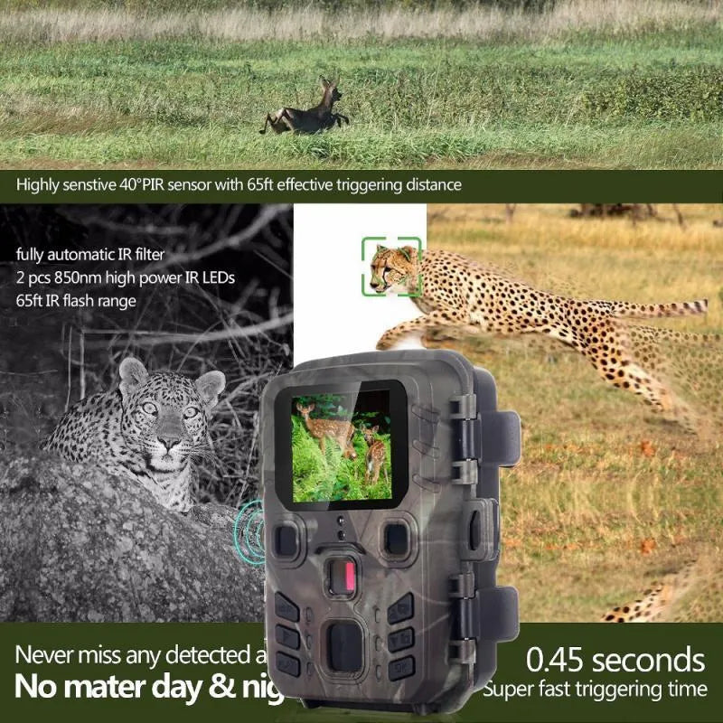 Black infrared night vision monitoring device with plastic body and TF card storage
