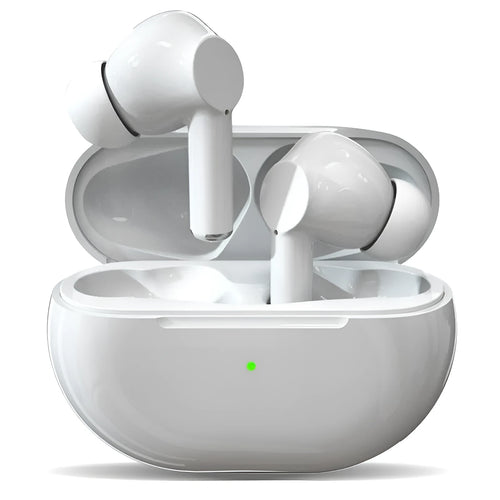 Pro4 Bluetooth wireless earbuds in black or white with a compact charging case