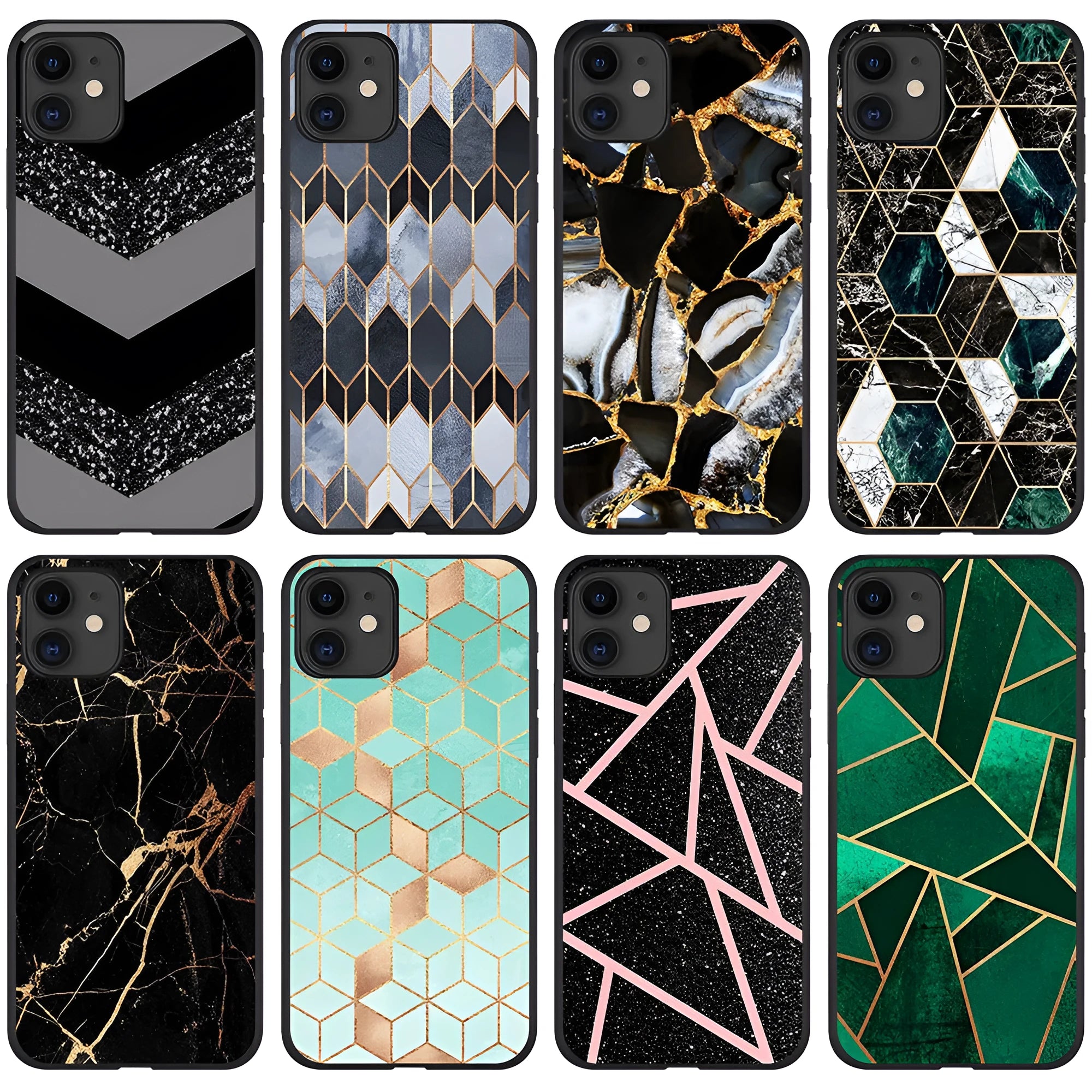 Slim marble pattern protective case for iPhone on a table
