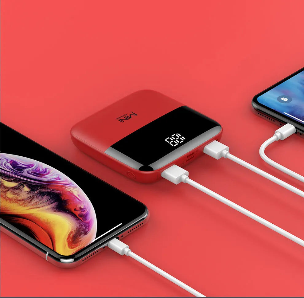 10000mAh Android power bank with digital display showing battery percentage