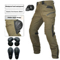 Men's waterproof windproof motorcycle trousers in green or black with protective gear set