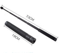 Black retractable aluminium selfie stick extended to 45 cm with a smartphone mounted.