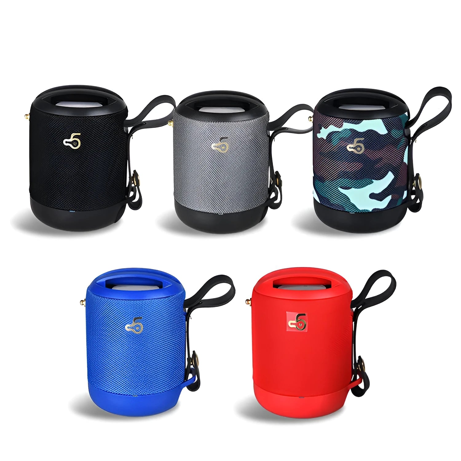 Black wireless portable mini waterproof Bluetooth speaker with leather finish and card slot.