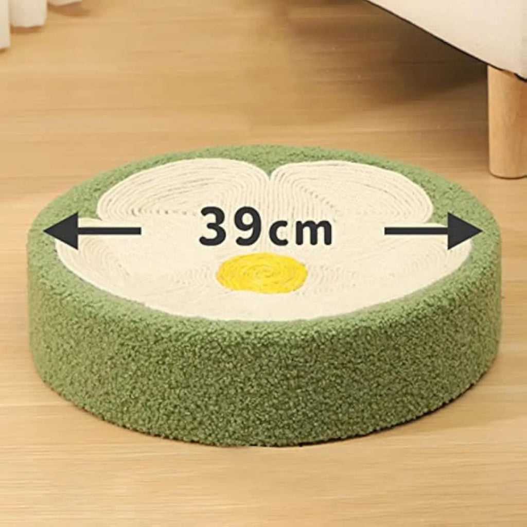 Green sisal cat scratcher bowl lounge bed with deep round design measuring 39cm diameter