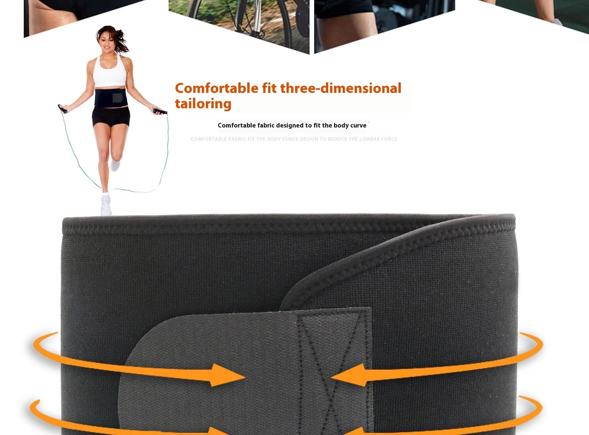 Neoprene lumbar support fitness belt in black, blue, or pink colours for waist protection during workouts