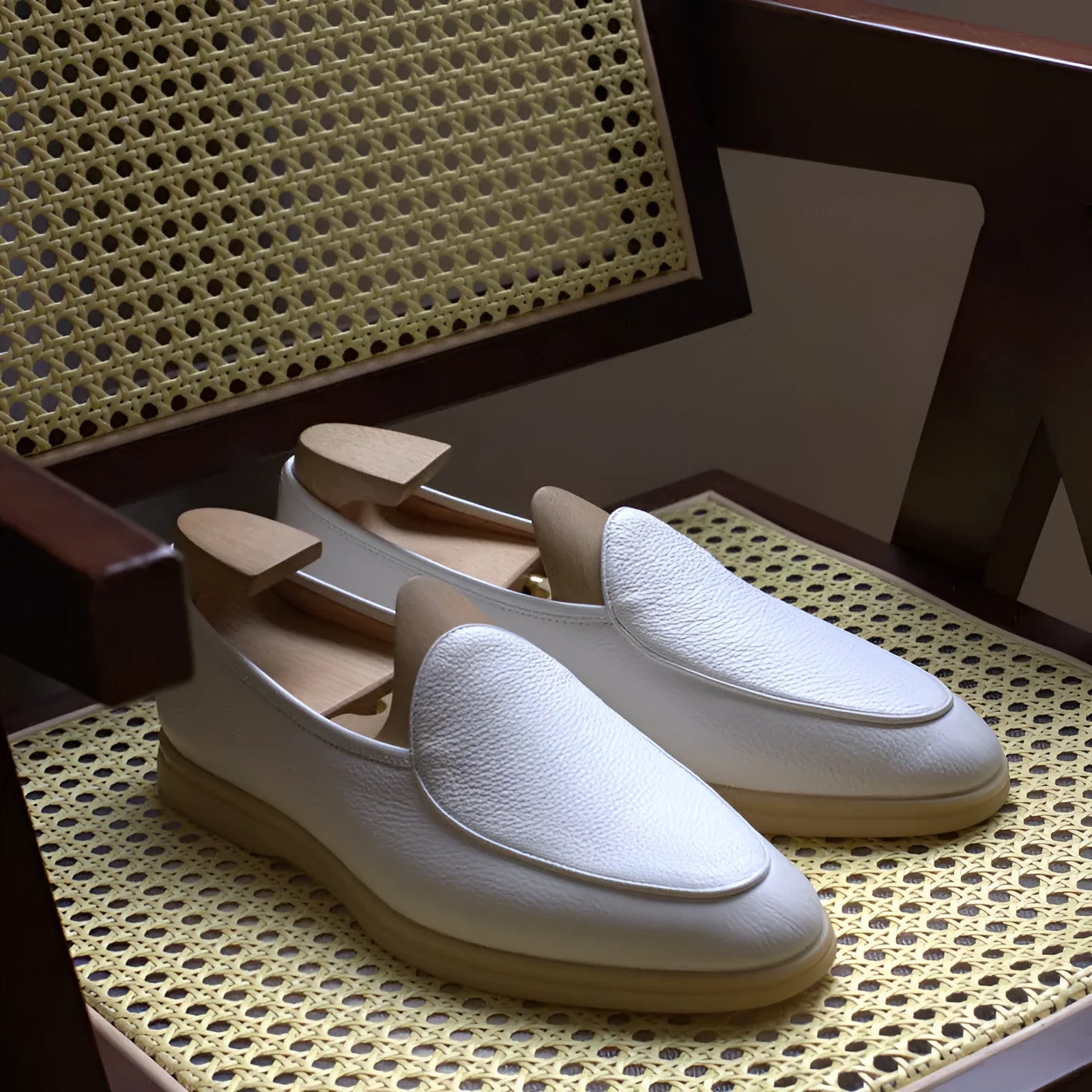 British handmade men's leather loafers in genuine cowhide with TPR sole