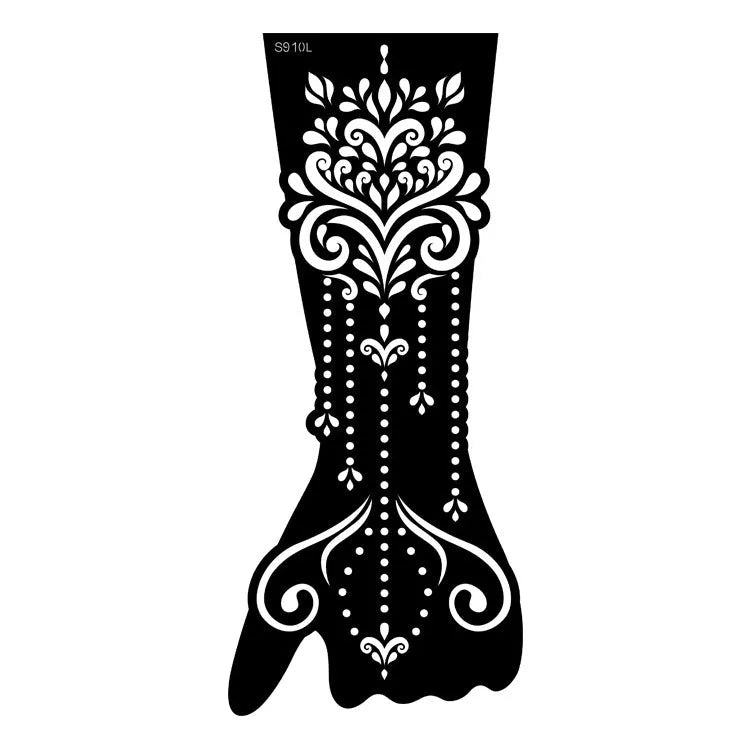 Hollow geometric tattoo sticker sheet with 30 machine-cut 3D paper carving patterns