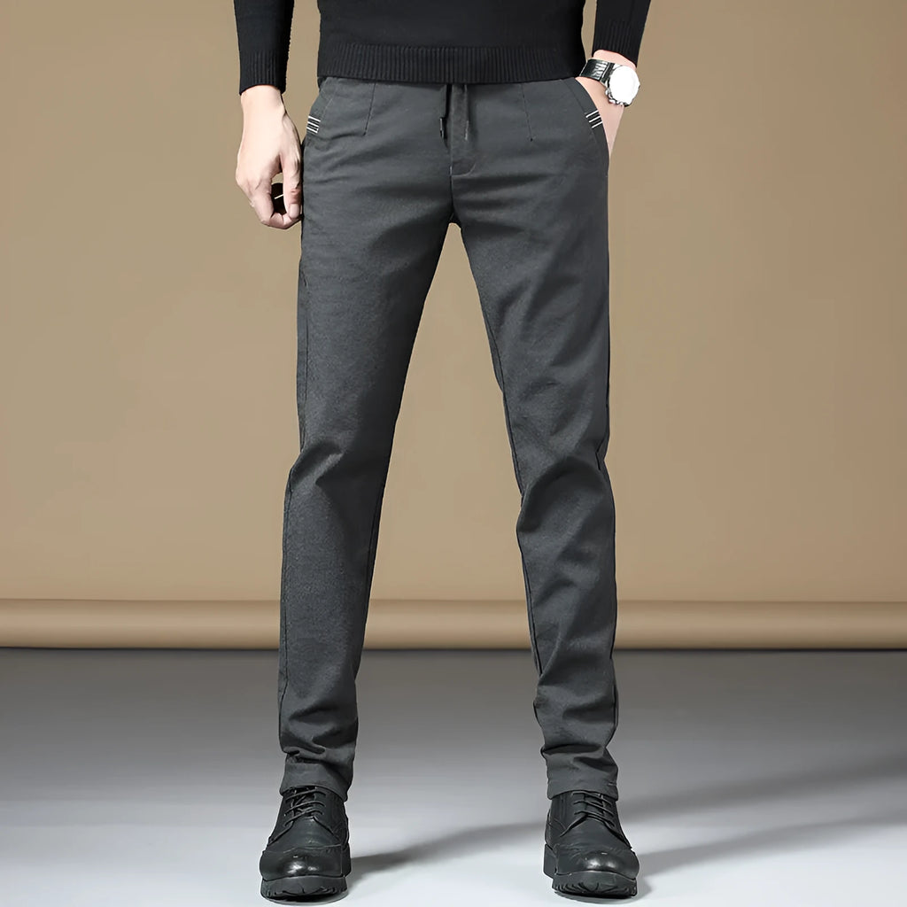 Men's casual cotton trousers in wild youth style, available in army green, black, brown, and grey colours