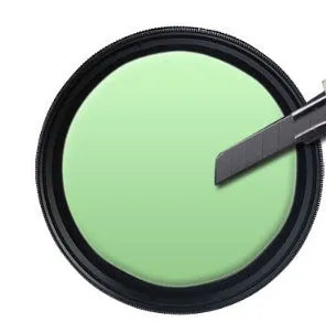 Adjustable multi-diameter neutral density camera filter with ND-2, ND-4, ND-8, and ND-400 grayscale options.