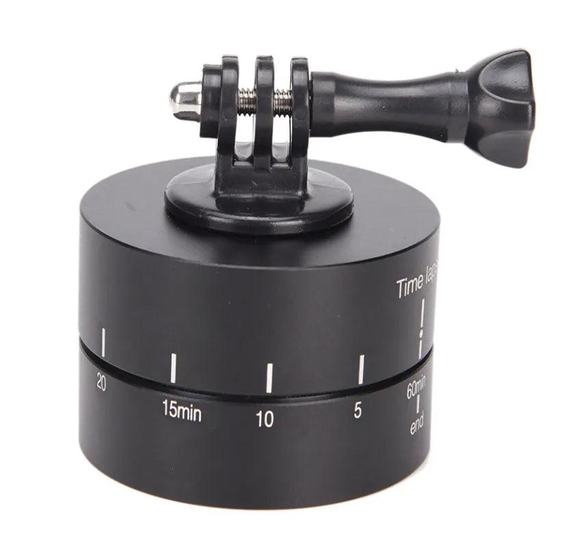 360-degree auto rotate camera tripod head base compatible with GoPro, SLR, and iPhone.