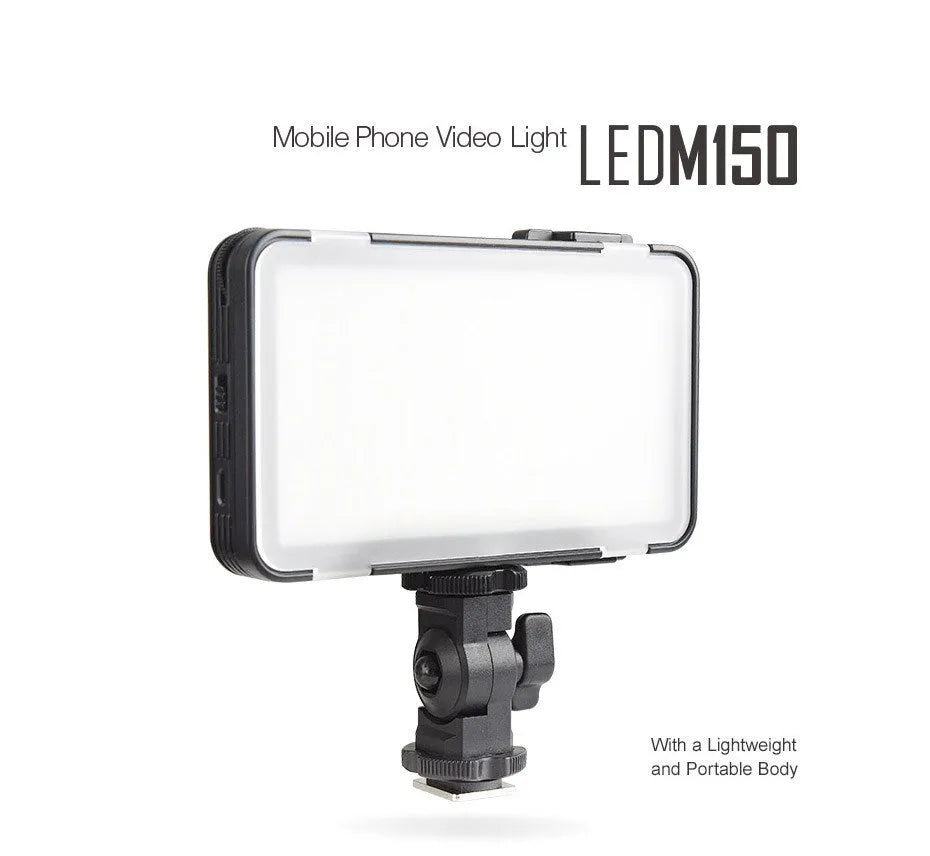 Shenniu M150 ultra-thin silver LED video light for mobile phone and camera mounting