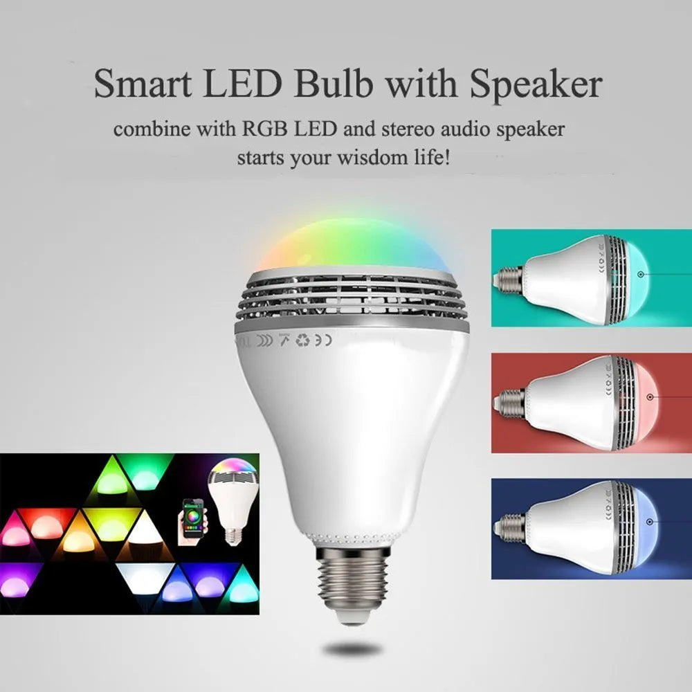 Smart LED Bluetooth speaker bulb with E27 fitting and RGB+W lighting options