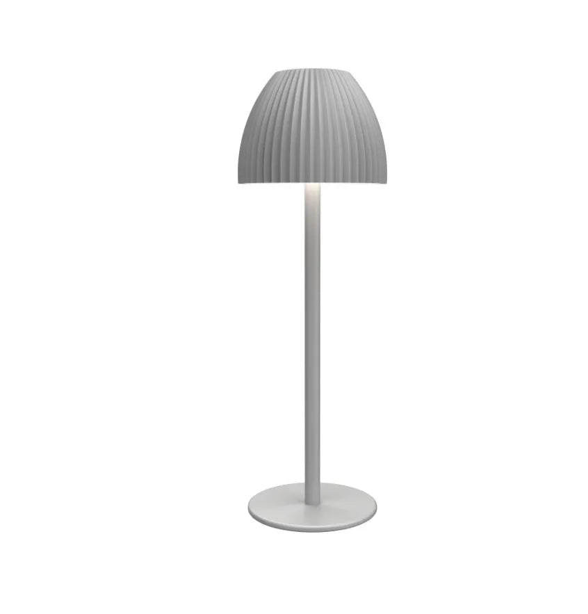Modern minimalist LED table lamp with thin round base in black or white colour