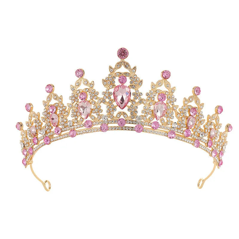 Baroque bride crown headdress with diamond treatment in silver and gold colour options