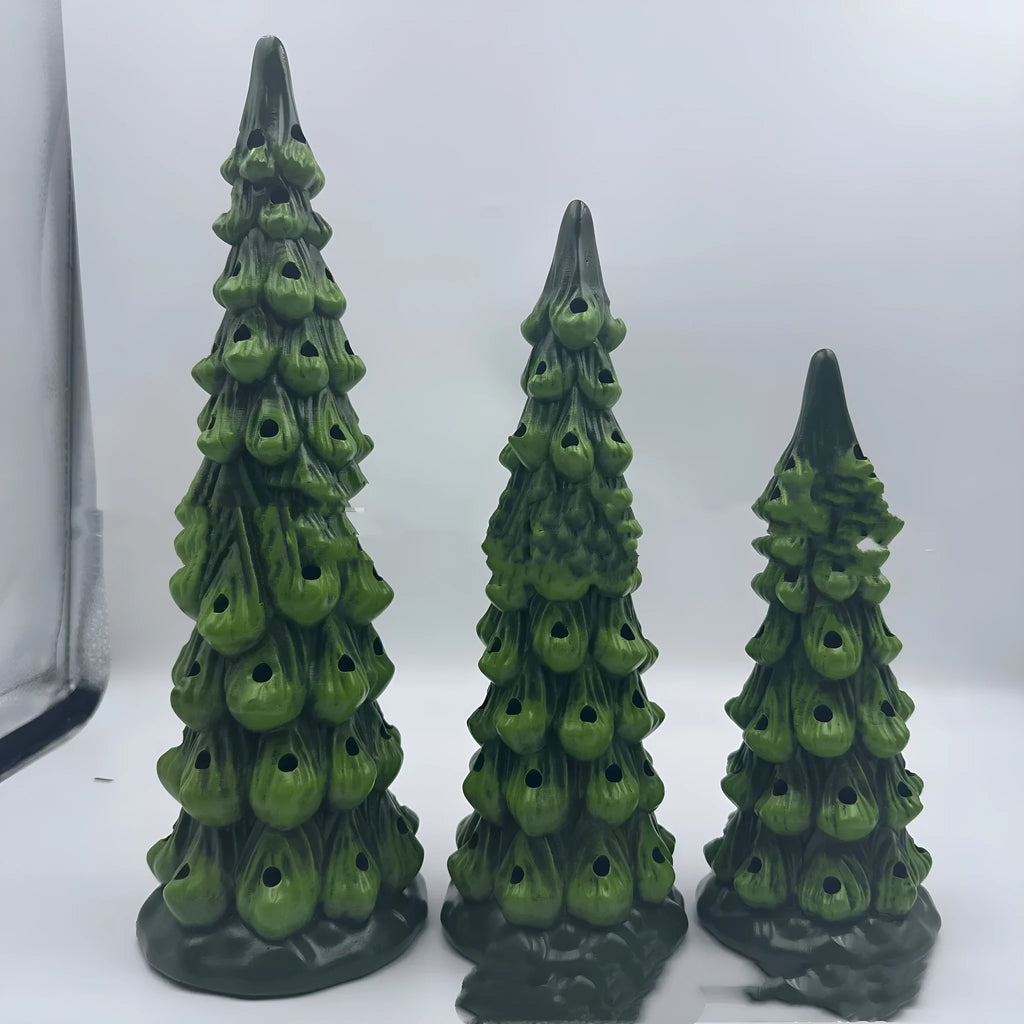 European style Christmas tree decoration lamp in resin construction showing colour light option