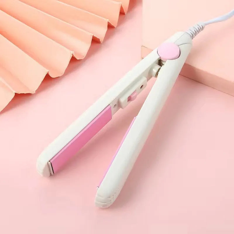 Mini hairdressing splint hair straightener in chosen colour with storage box and clip for bangs styling