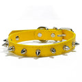 Studded PU leather dog collar in black with metal decorations and an alloy buckle.