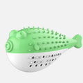 Blue silicone fish-shaped cat chew toy with measurements 12.2 x 4.9 x 5.8 cm