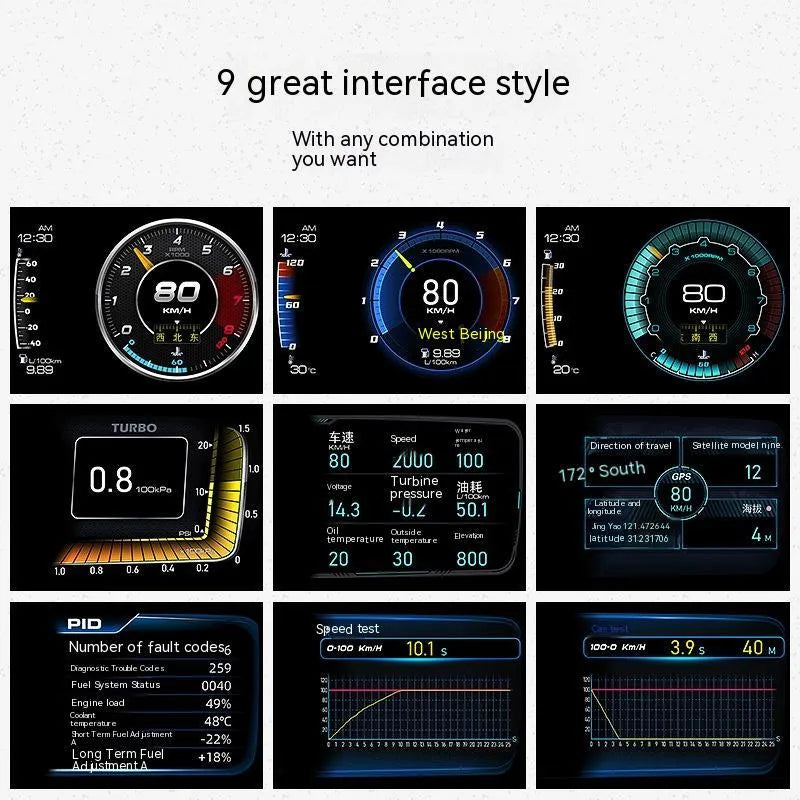 OBDII A600 vehicle driving monitor computer with HD screen on a car dashboard