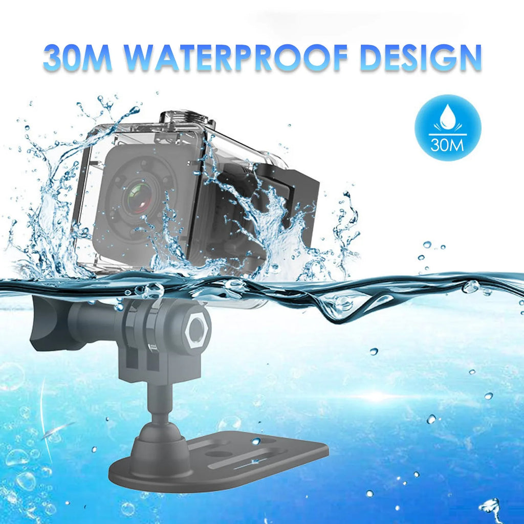 Black waterproof sports camera with GPCV4225 chip and MicroUSB port for 240 minute recording
