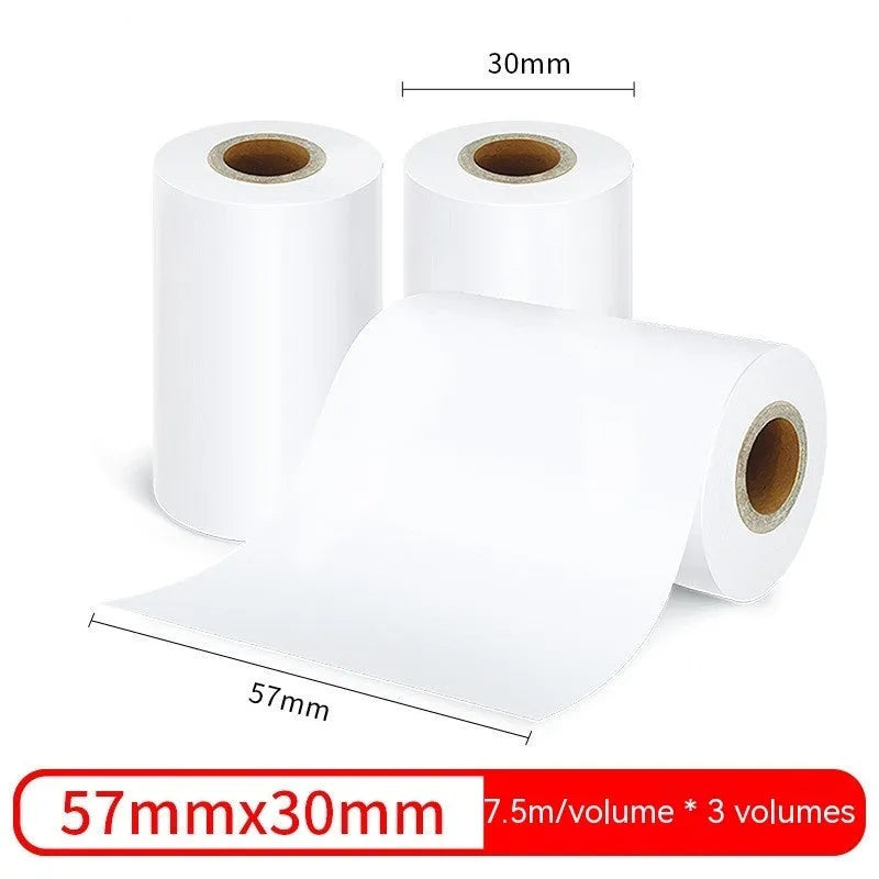 Three rolls of 57mm thermal paper for small printers in cardboard box