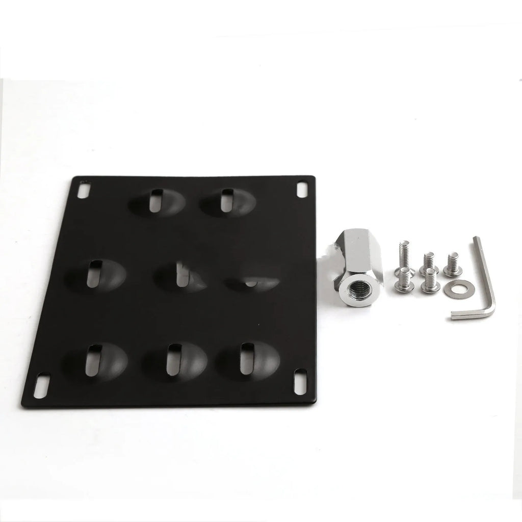 Metal American licence plate frame with integrated trailer hook for car modification, 21x10 cm.