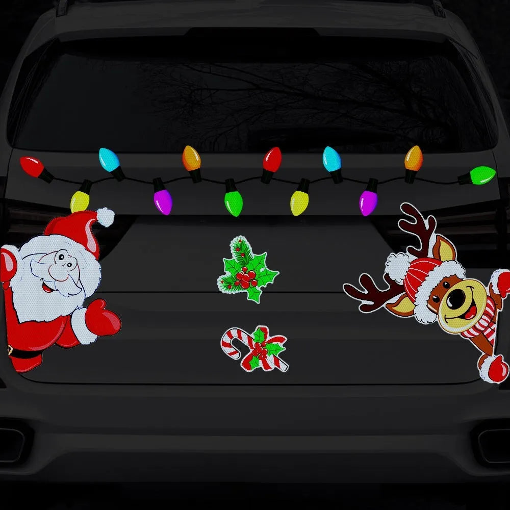 Medium Christmas elk reflective magnetic sticker with cartoon design and RFM026 colour.