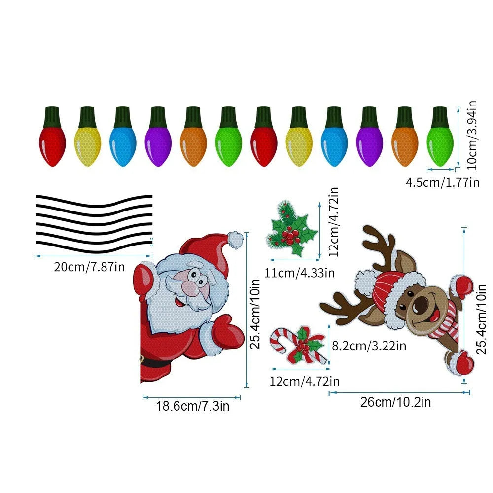 Medium Christmas elk reflective magnetic sticker with cartoon design and RFM026 colour.