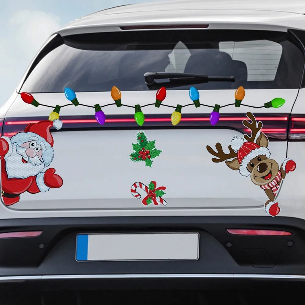 Medium Christmas elk reflective magnetic sticker with cartoon design and RFM026 colour.