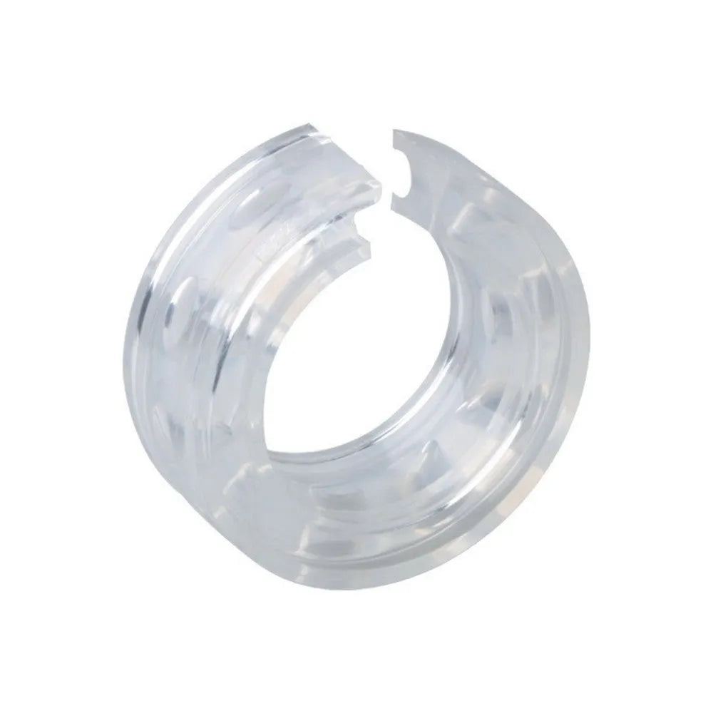 Two transparent rubber spring shock absorbers for car modification, shown with size chart.